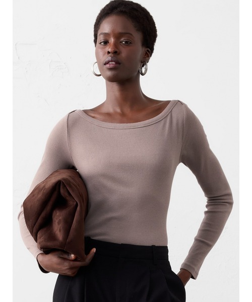 セール】BANANA REPUBLIC FACTORY STORE リブ ボートネック カットソー