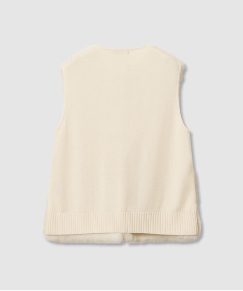 allureville（アルアバイル）の「フェイクボアコンビニットジレ（ベスト・レディース・キャメル/アイボリー・2）」の3枚目の写真