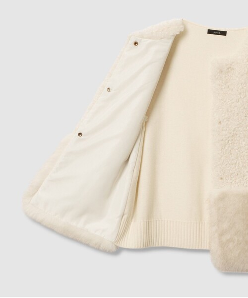 allureville（アルアバイル）の「フェイクボアコンビニットジレ（ベスト・レディース・キャメル/アイボリー・2）」の6枚目の写真