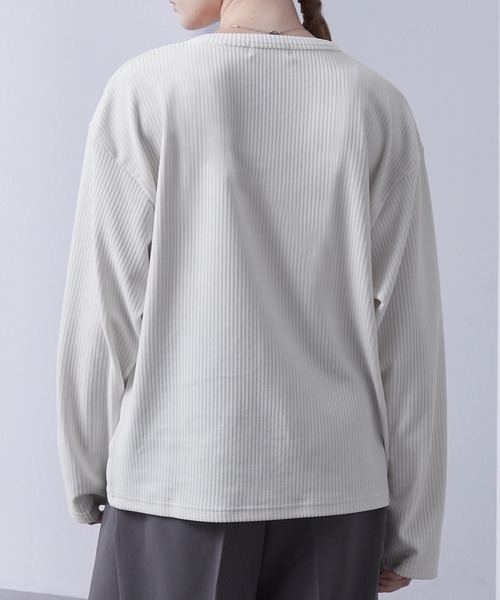 Loose/ルース(ルース)の「ベロアコーデュロイ ヘンリーネックロンT(Tシャツ/カットソー・メンズ・オフホワイト/パープル/ダークネイビー/ブラック/グレー・S/L/M)」の18枚目の写真