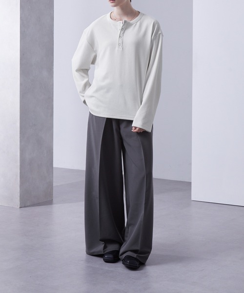 Loose/ルース(ルース)の「ベロアコーデュロイ ヘンリーネックロンT(Tシャツ/カットソー・メンズ・オフホワイト/パープル/ダークネイビー/ブラック/グレー・S/L/M)」の22枚目の写真