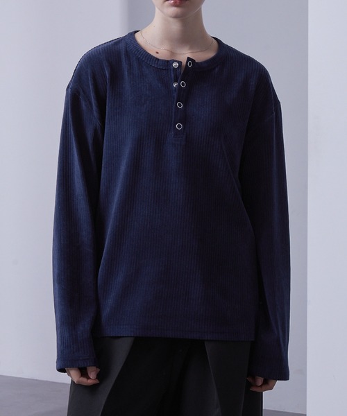 Loose/ルース（ルース）の「ショートリブ ヘンリーネックロンT（Tシャツ/カットソー・メンズ・オフホワイト/パープル/ダークネイビー/ブラック/グレー/グレー系/ブラック系/ホワイト系/ワイン系・S/L/M/XS）」の17枚目の写真