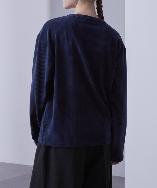 Loose/ルース（ルース）の「ショートリブ ヘンリーネックロンT（Tシャツ/カットソー・メンズ・オフホワイト/パープル/ダークネイビー/ブラック/グレー/グレー系/ブラック系/ホワイト系/ワイン系・S/L/M/XS）」の19枚目の写真