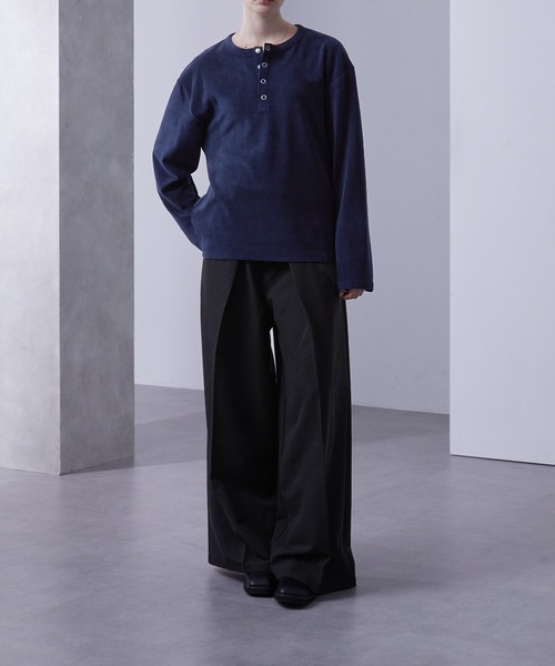 Loose/ルース（ルース）の「ショートリブ ヘンリーネックロンT（Tシャツ/カットソー・メンズ・オフホワイト/パープル/ダークネイビー/ブラック/グレー/グレー系/ブラック系/ホワイト系/ワイン系・S/L/M/XS）」の22枚目の写真