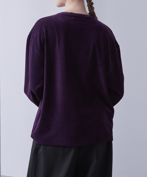 ベロアコーデュロイ ヘンリーネックロンT（Tシャツ/カットソー