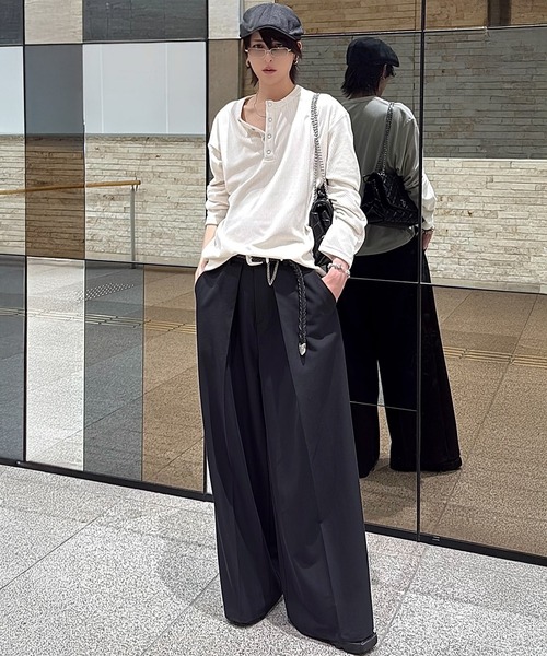 Loose/ルース(ルース)の「ベロアコーデュロイ ヘンリーネックロンT(Tシャツ/カットソー・メンズ・オフホワイト/パープル/ダークネイビー/ブラック/グレー・S/L/M)」の13枚目の写真