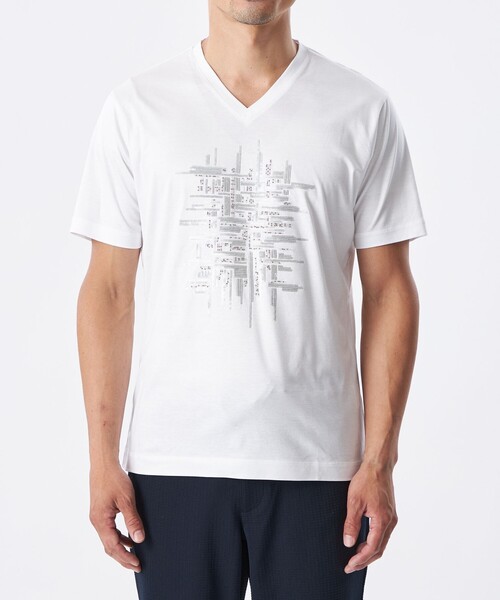 EPOCA UOMO(エポカウォモ)の「スパンコールランダムラインカットソー(Tシャツ/カットソー・メンズ・ホワイト/ブラック・48/46)」の5枚目の写真