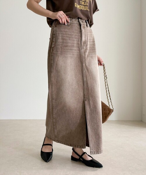 fredy emue（フレディエミュ）の「デニムタイトスカート（デニムスカート・レディース・ピンク/ブラウン/ブルー・38/36）」の2枚目の写真