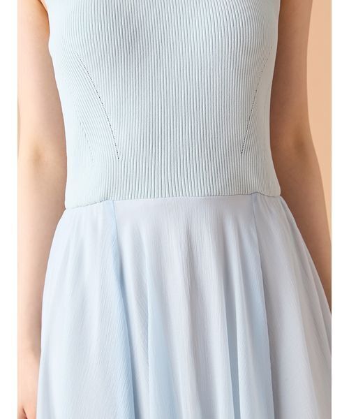 セール】【WEB限定00サイズ】フレアニットドッキングワンピース