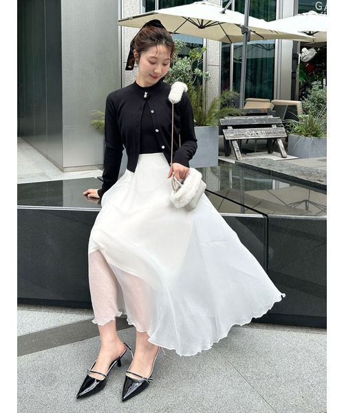 セール】【WEB限定00サイズ】フレアニットドッキングワンピース