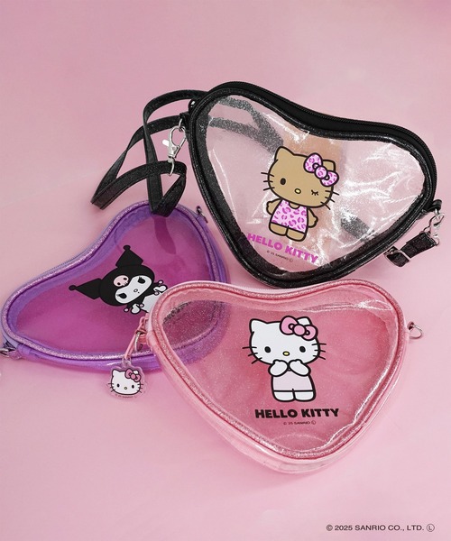 sanrio（サンリオ）の「Sanrio characters(サンリオキャラクターズ) ハート形クリアポシェット チャーム付き SAN-0083 / ハローキティ・クロミ（ショルダーバッグ・レディース・ピンク/パープル/ブラック・FREE）」の4枚目の写真