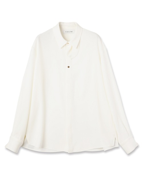 CULLNI(クルニ)の「Double Cloth Twill Front Fly Chin Tab Shirt(シャツ/ブラウス・メンズ・ブルーグリーン/グレイッシュベージュ/ブラック/ブラウン/ホワイト・2/1/0)」の2枚目の写真