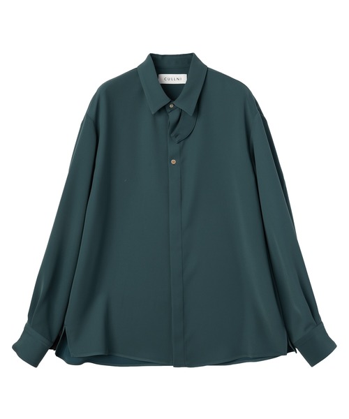 CULLNI(クルニ)の「Double Cloth Twill Front Fly Chin Tab Shirt(シャツ/ブラウス・メンズ・ブルーグリーン/グレイッシュベージュ/ブラック/ブラウン/ホワイト・2/1/0)」の5枚目の写真