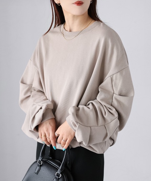 Riberry（リベリー）の「裏毛袖タックバルーンスウェット（スウェット・レディース・ホワイト系1/ブラック/グレイッシュベージュ・MEDIUM）」の9枚目の写真