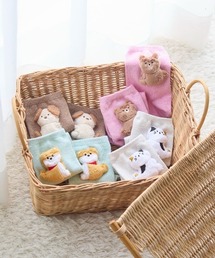 綿混だっこ動物マスコット付きソックス15cm丈