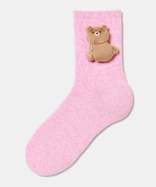 tutuanna（チュチュアンナ）の「綿混だっこ動物マスコット付きソックス15cm丈（ソックス/靴下・レディース・ピンク/ライトグレー/テラコッタ/ミント/サンドベージュ/モカ/インディゴブルー/オフホワイト/ブラック/クリーム/サックスブルー・M）」の11枚目の写真