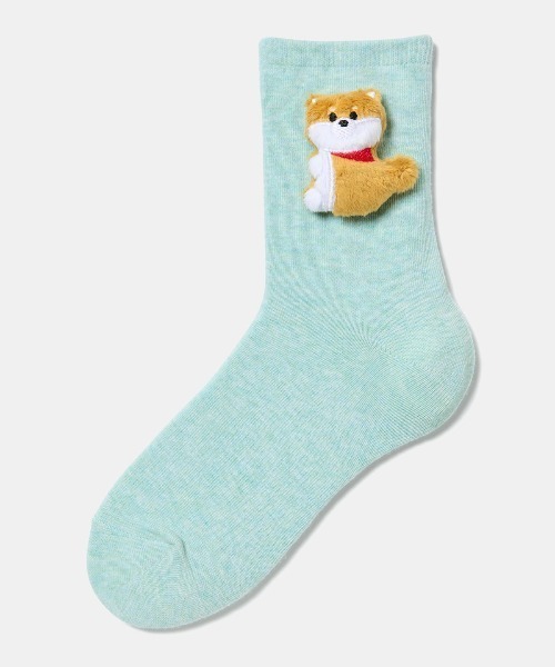 tutuanna（チュチュアンナ）の「綿混だっこ動物マスコット付きソックス15cm丈（ソックス/靴下・レディース・ピンク/ライトグレー/テラコッタ/ミント/サンドベージュ/モカ/インディゴブルー/オフホワイト/ブラック/クリーム/サックスブルー・M）」の8枚目の写真