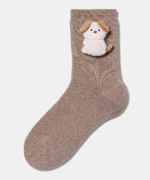 tutuanna（チュチュアンナ）の「綿混だっこ動物マスコット付きソックス15cm丈（ソックス/靴下・レディース・ピンク/ライトグレー/テラコッタ/ミント/サンドベージュ/モカ/インディゴブルー/オフホワイト/ブラック/クリーム/サックスブルー・M）」の4枚目の写真
