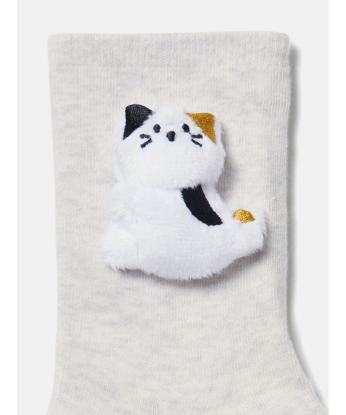 tutuanna（チュチュアンナ）の「綿混だっこ動物マスコット付きソックス15cm丈（ソックス/靴下・レディース・ピンク/ライトグレー/テラコッタ/ミント/サンドベージュ/モカ/インディゴブルー/オフホワイト/ブラック/クリーム/サックスブルー・M）」の15枚目の写真