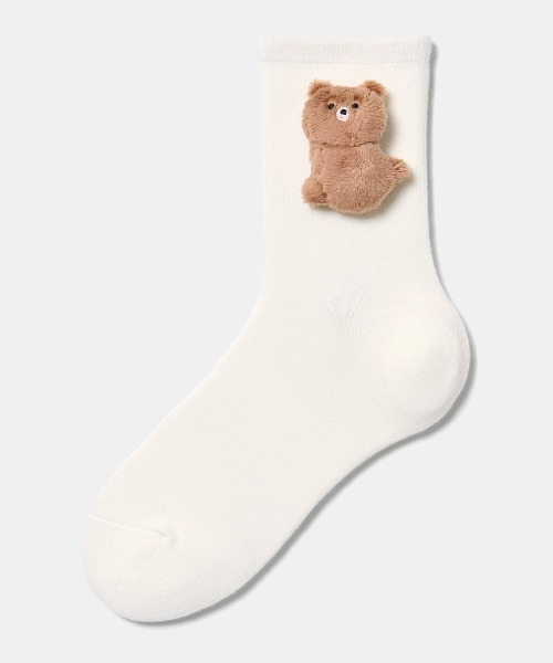 tutuanna（チュチュアンナ）の「綿混だっこ動物マスコット付きソックス15cm丈（ソックス/靴下・レディース・ピンク/ライトグレー/テラコッタ/ミント/サンドベージュ/モカ/インディゴブルー/オフホワイト/ブラック/クリーム/サックスブルー・M）」の12枚目の写真