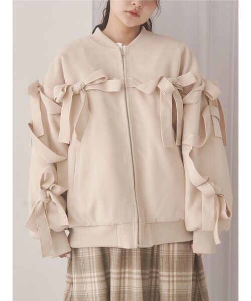 merry jenny(メリージェニー)の「ribbon ribbon blouson(ブルゾン・レディース・ブラック/アイボリー/ブルー・FREE)」の2枚目の写真