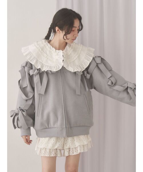 merry jenny(メリージェニー)の「ribbon ribbon blouson(ブルゾン・レディース・ブラック/アイボリー/ブルー・FREE)」の6枚目の写真