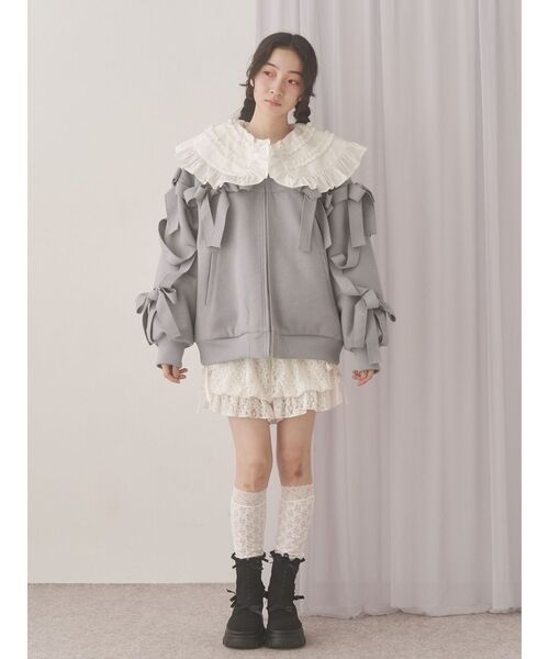 merry jenny(メリージェニー)の「ribbon ribbon blouson(ブルゾン・レディース・ブラック/アイボリー/ブルー・FREE)」の8枚目の写真