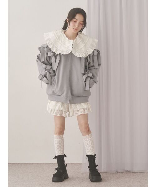 merry jenny(メリージェニー)の「ribbon ribbon blouson(ブルゾン・レディース・ブラック/アイボリー/ブルー・FREE)」の9枚目の写真