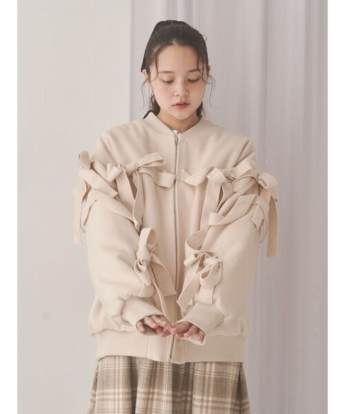 merry jenny(メリージェニー)の「ribbon ribbon blouson(ブルゾン・レディース・ブラック/アイボリー/ブルー・FREE)」の10枚目の写真