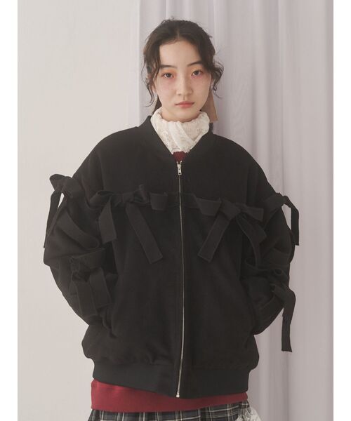 merry jenny(メリージェニー)の「ribbon ribbon blouson(ブルゾン・レディース・ブラック/アイボリー/ブルー・FREE)」の16枚目の写真