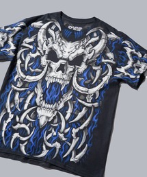 激カワ スカル カットソー グレー CLEL】Heavyweight Vintage Design Short Sleeve Game T-shirt