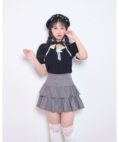 Honey Cinnamon(ハニーシナモン)の「ポイントシャギー配色ニット(ニット/セーター・レディース・ピンク/ブラック・FREE)」の12枚目の写真