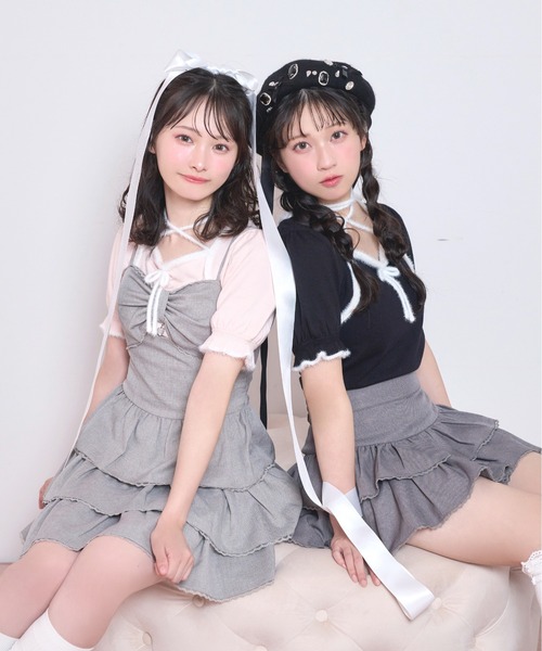 Honey Cinnamon(ハニーシナモン)の「ポイントシャギー配色ニット(ニット/セーター・レディース・ピンク/ブラック・FREE)」の11枚目の写真