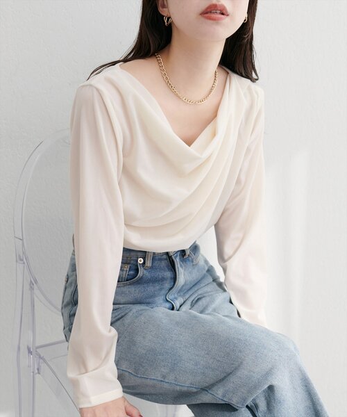 natural couture（ナチュラルクチュール）の「ドレープベロアプルオーバー（Tシャツ/カットソー・レディース・ブラウン/ブラック/ピンク系その他/グレイッシュベージュ/オフホワイト・FREE）」の22枚目の写真