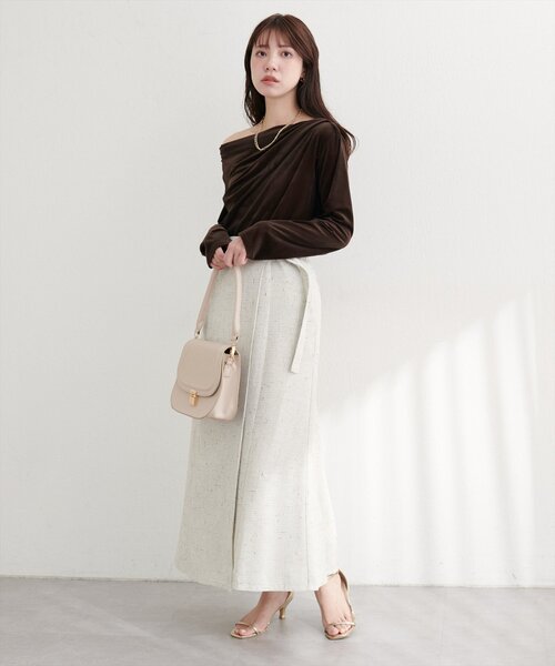 natural couture（ナチュラルクチュール）の「ドレープベロアプルオーバー（Tシャツ/カットソー・レディース・ブラウン/ブラック/ピンク系その他/グレイッシュベージュ/オフホワイト・FREE）」の9枚目の写真