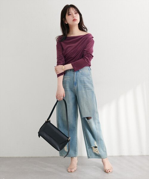 natural couture（ナチュラルクチュール）の「ドレープベロアプルオーバー（Tシャツ/カットソー・レディース・ブラウン/ブラック/ピンク系その他/グレイッシュベージュ/オフホワイト・FREE）」の17枚目の写真