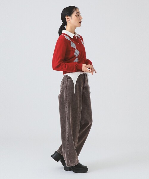 Ray BEAMS（レイビームス）の「コーデュロイ 5ポケット ワイド パンツ（その他パンツ・レディース・ダークブラウン/ライトブルー・0/1）」の7枚目の写真