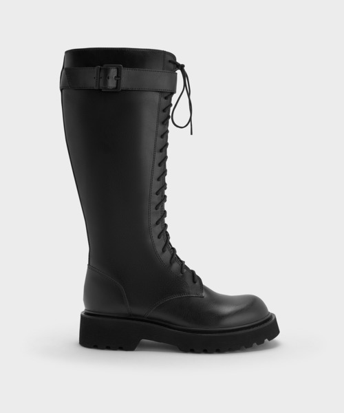 Darian ダリアン レースアップバックルロングブーツ（ブーツ