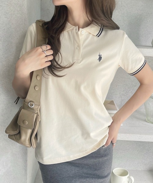 U.S. POLO ASSN.(ユーエスポロアッスン)の「【U.S. POLO ASSN】鹿子 ポロシャツ(ポロシャツ・レディース・ネイビー/アイボリー・M/L)」の3枚目の写真