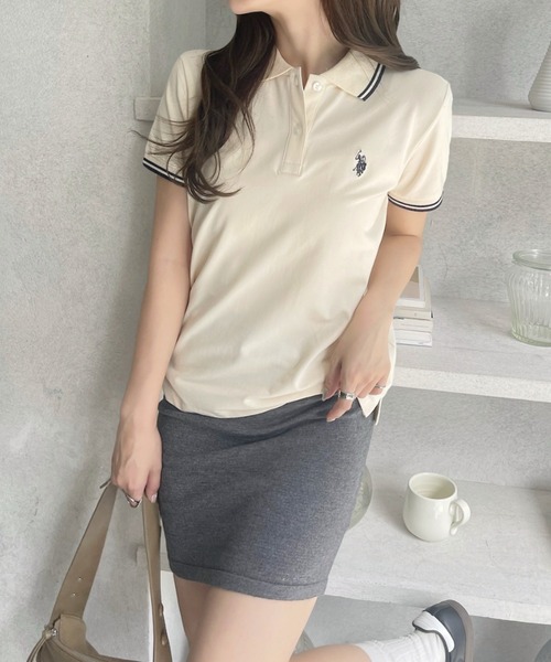 U.S. POLO ASSN.(ユーエスポロアッスン)の「【U.S. POLO ASSN】鹿子 ポロシャツ(ポロシャツ・レディース・ネイビー/アイボリー・M/L)」の4枚目の写真