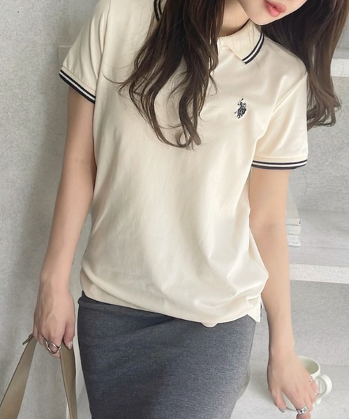 U.S. POLO ASSN.(ユーエスポロアッスン)の「【U.S. POLO ASSN】鹿子 ポロシャツ(ポロシャツ・レディース・ネイビー/アイボリー・M/L)」の14枚目の写真