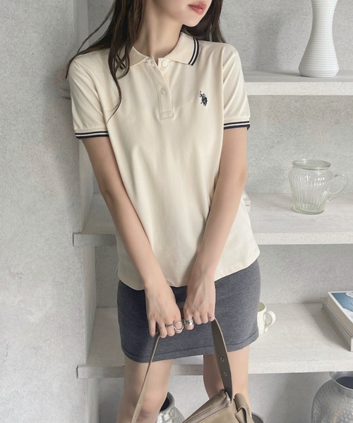 U.S. POLO ASSN.(ユーエスポロアッスン)の「【U.S. POLO ASSN】鹿子 ポロシャツ(ポロシャツ・レディース・ネイビー/アイボリー・M/L)」の15枚目の写真