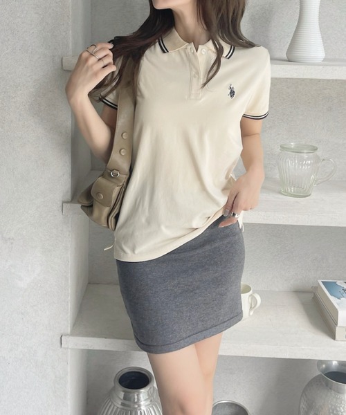 U.S. POLO ASSN.(ユーエスポロアッスン)の「【U.S. POLO ASSN】鹿子 ポロシャツ(ポロシャツ・レディース・ネイビー/アイボリー・M/L)」の6枚目の写真