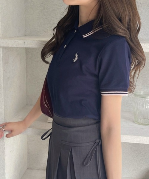 U.S. POLO ASSN.(ユーエスポロアッスン)の「【U.S. POLO ASSN】鹿子 ポロシャツ(ポロシャツ・レディース・ネイビー/アイボリー・M/L)」の11枚目の写真