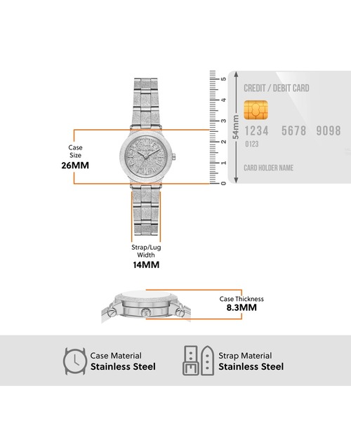 MICHAEL KORS(マイケルコース)の「マイケル・コース 腕時計 レディース アナログ ステンレス MK7555(アナログ腕時計・レディース・シルバー・FREE)」の6枚目の写真
