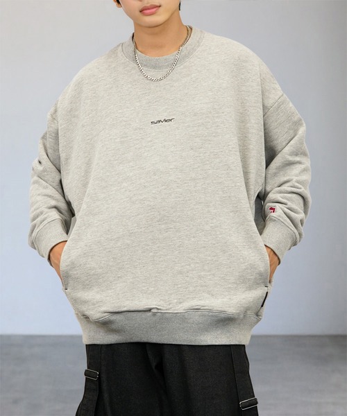 L'atelier（ラトリエ）の「スウェット 長袖 ポケット付 トレーナー ヘビーウエイト savier（スウェット・メンズ・ブラック系/グレー系・M/L/XL）」の12枚目の写真