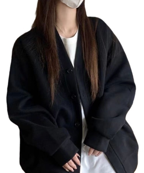 cammie(キャミー)の「オーバーサイズスウェットカーディガン(カーディガン/ボレロ・レディース・アイボリー/ブラック/ライトグレー・M/L)」の11枚目の写真