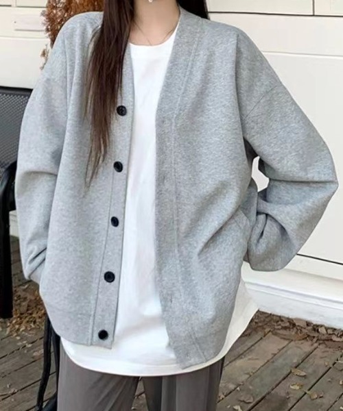 cammie(キャミー)の「オーバーサイズスウェットカーディガン(カーディガン/ボレロ・レディース・アイボリー/ブラック/ライトグレー・M/L)」の13枚目の写真