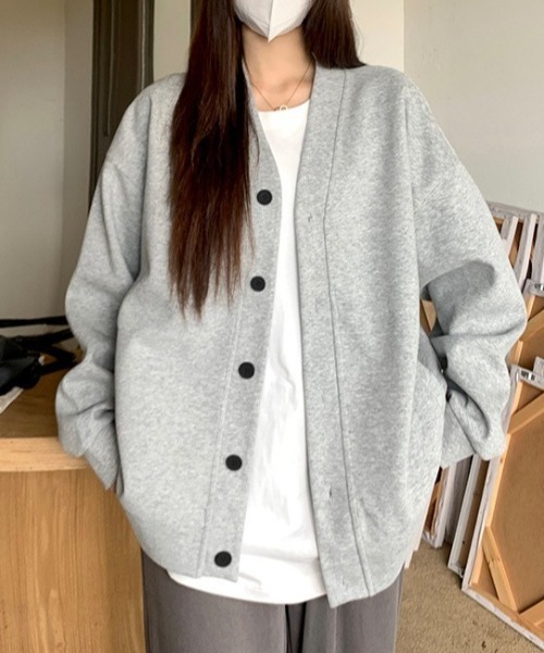 cammie(キャミー)の「オーバーサイズスウェットカーディガン(カーディガン/ボレロ・レディース・アイボリー/ブラック/ライトグレー・M/L)」の14枚目の写真