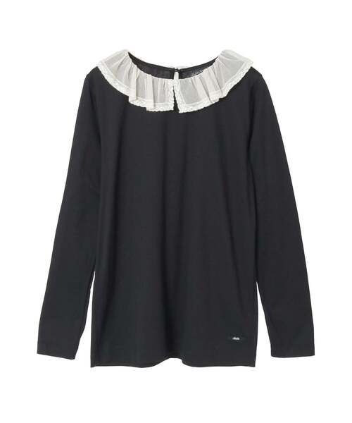 Tiara(ティアラ)の「【Bilitis dix-sept ans/ビリティス・ディセッタン】Tulle Collar Long T(Tシャツ/カットソー・レディース・ブラック/ホワイト・FREE)」の2枚目の写真